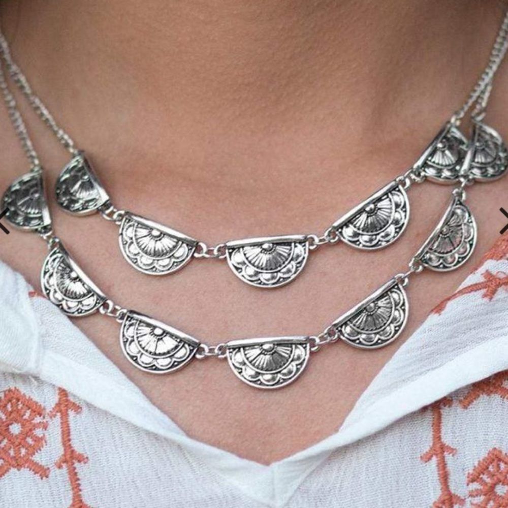 Multilayered Silver Tone Women’s Necklace